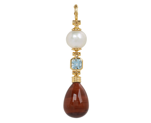 Pearl, Aquamarine and Red Tiger's Eye Porto Pendant ONLY