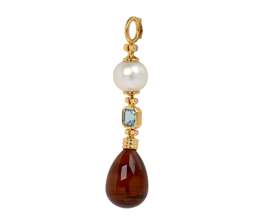 Pearl, Aquamarine and Red Tiger's Eye Porto Pendant ONLY