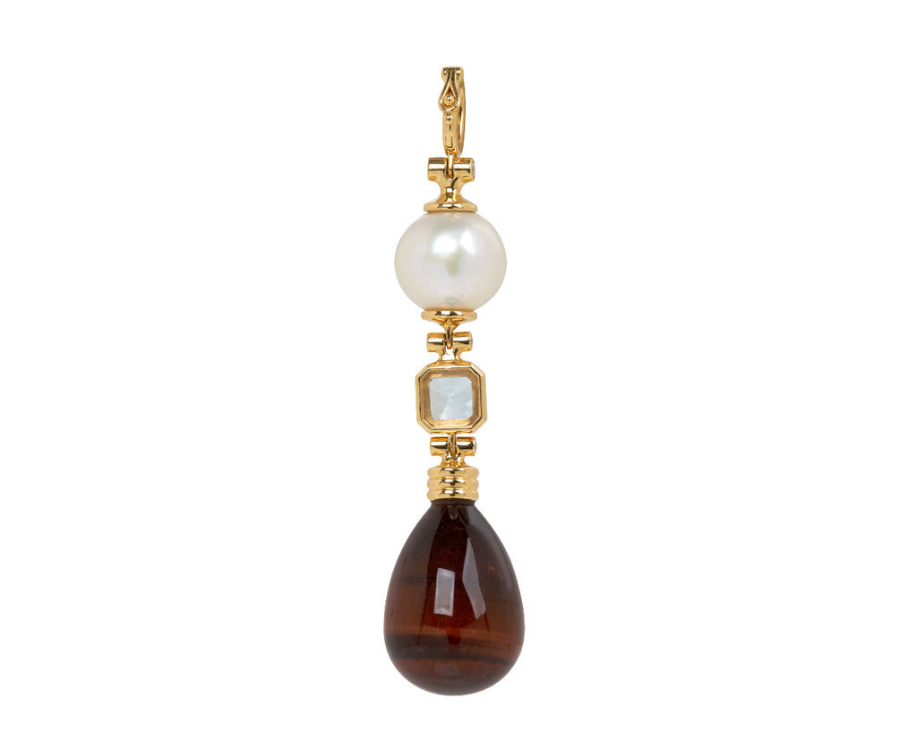 Pearl, Aquamarine and Red Tiger's Eye Porto Pendant ONLY