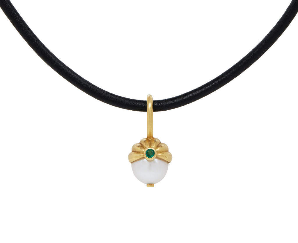 White Pearl and Emerald Scallop Pendant ONLY