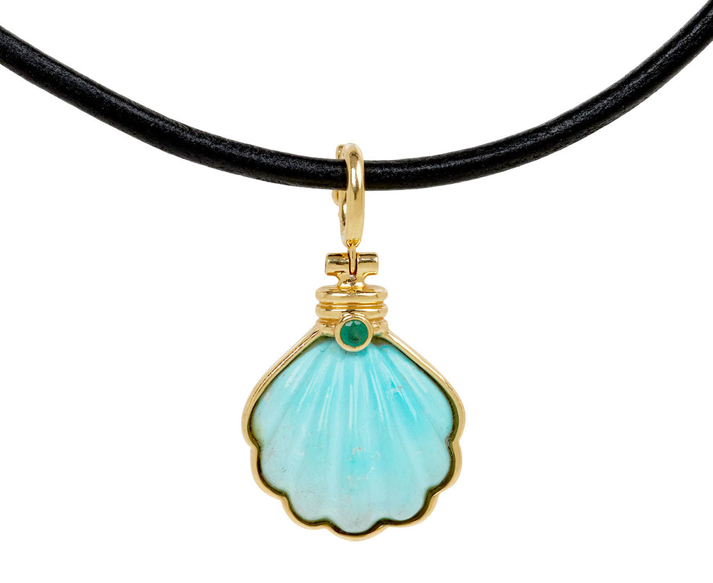 Carved Turquoise Shell Pendant ONLY