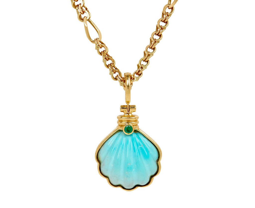 Carved Turquoise Shell Pendant ONLY