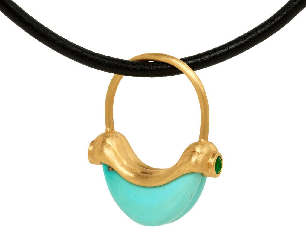 Diamond and Emerald Vintage Turquoise Charm Pendant ONLY