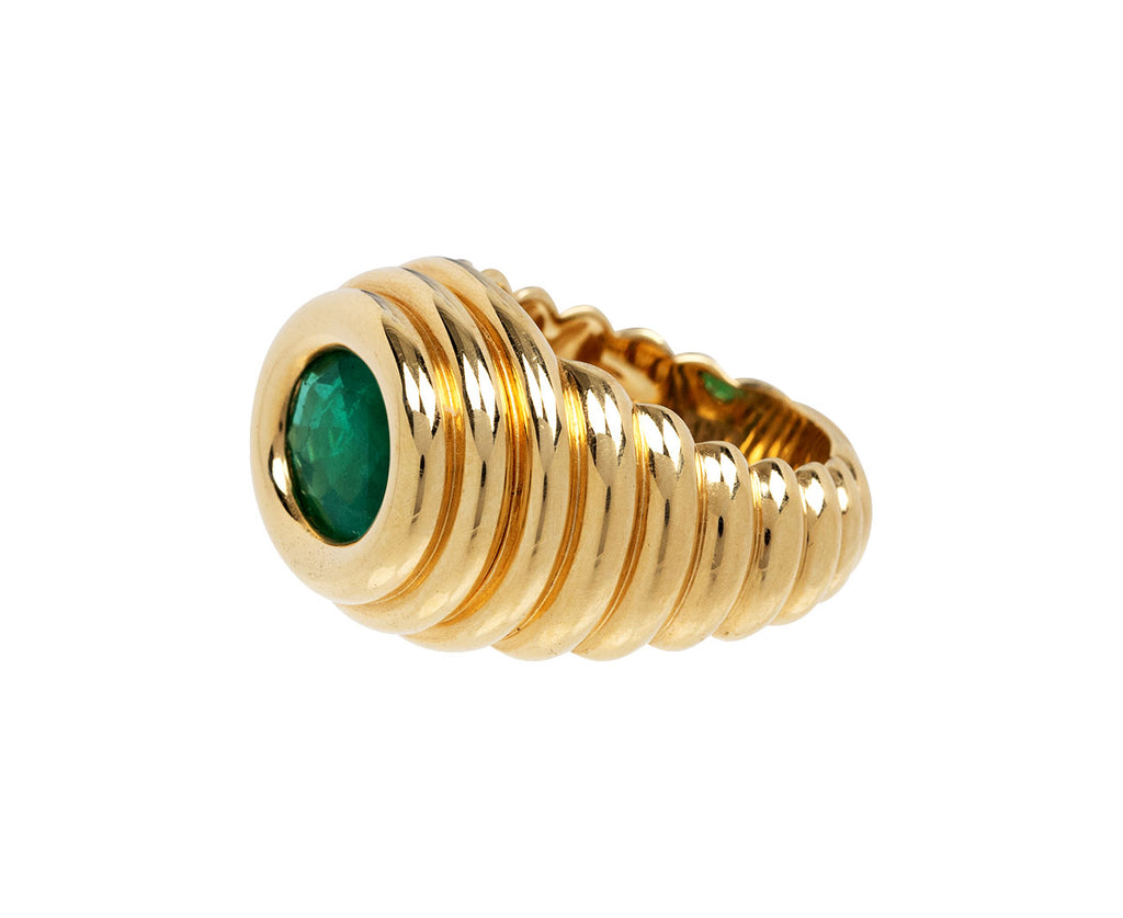Emerald Ripple Signet Ring