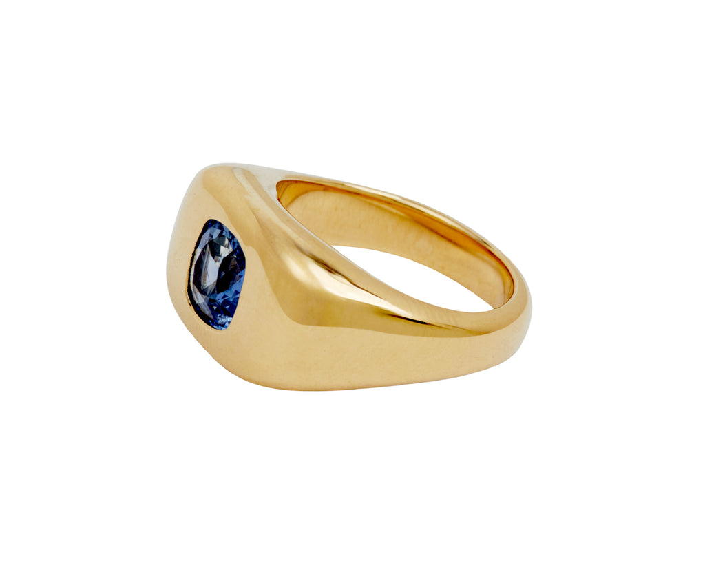 Cushion Cut Blue Sapphire Chunky BNS Ring