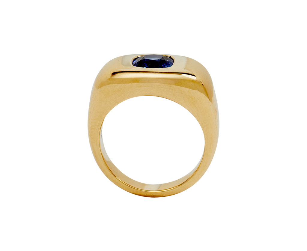 Cushion Cut Blue Sapphire Chunky BNS Ring