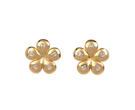 Brent Neale Diamond Mini Petal Flower Stud Earrings