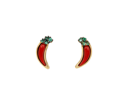 Red Coral Extra Small Chili Pepper Stud Earrings