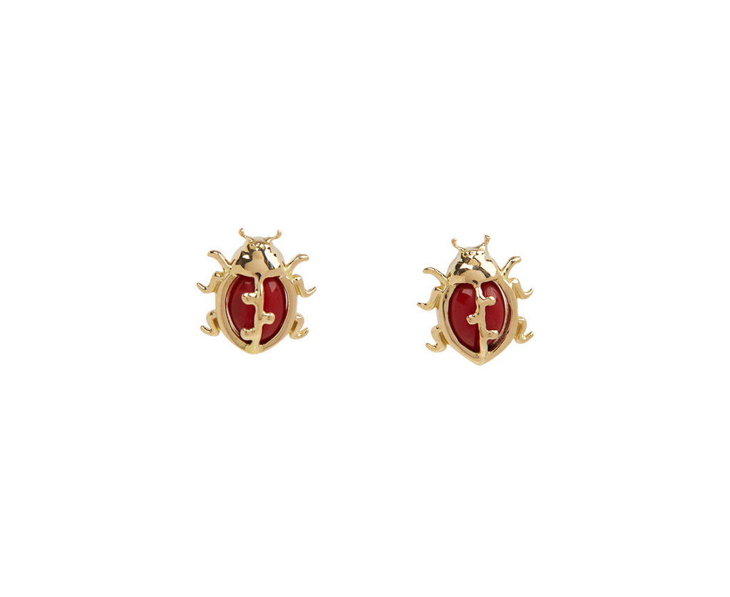 Brent Neale Red Coral Ladybug Stud Earrings