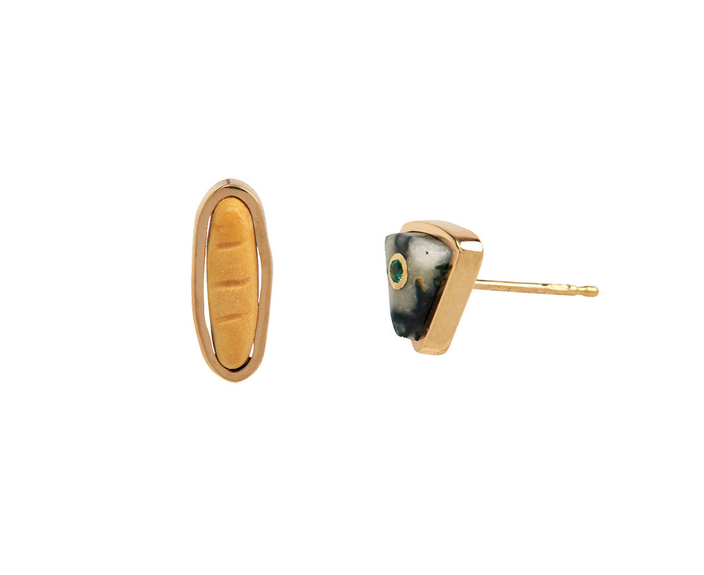 Brent Neale Baguette and Cheese Stud Earrings Side