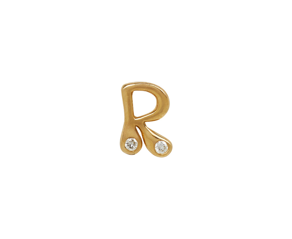 Diamond 'R' Bubble Letter SINGLE Stud Earring