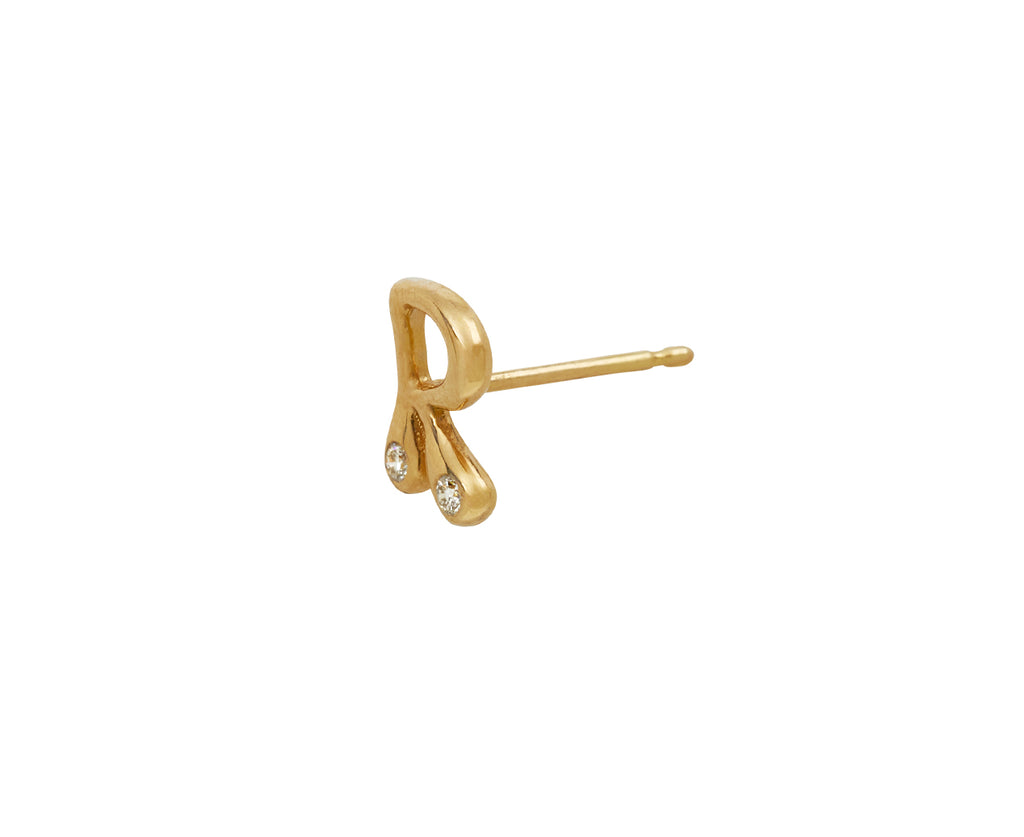 Diamond 'R' Bubble Letter SINGLE Stud Earring