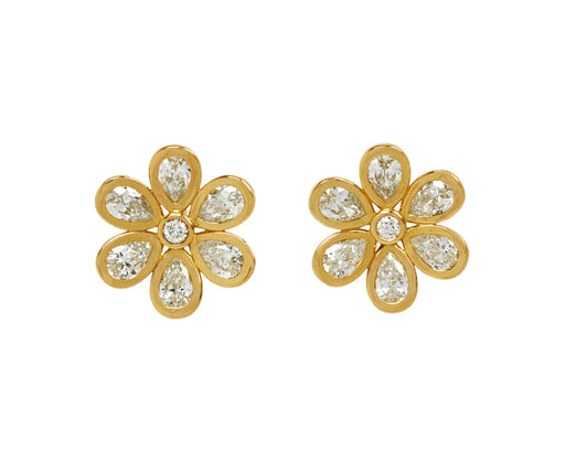 Small Diamond Daisy Pillow Stud Earrings