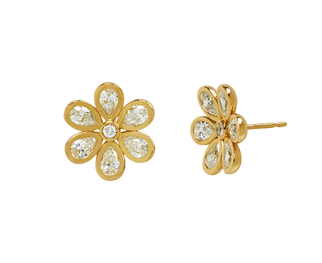 Small Diamond Daisy Pillow Stud Earrings