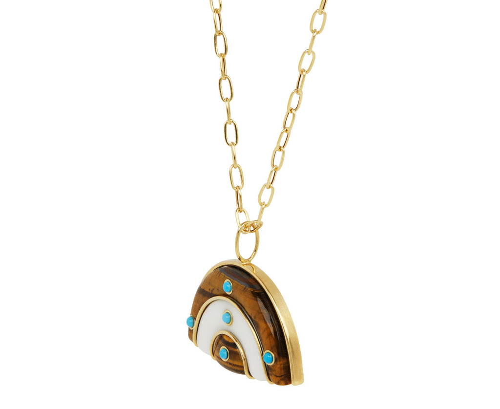Medium Tigers Eye, White Agate and Turquoise Marianne Necklace