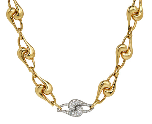 Large Knot Link and Diamond Link Necklace