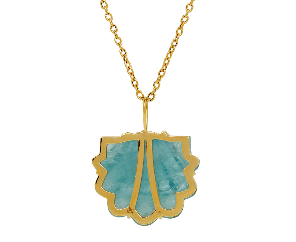 Aquamarine and Diamond Mini Carved Shell Necklace
