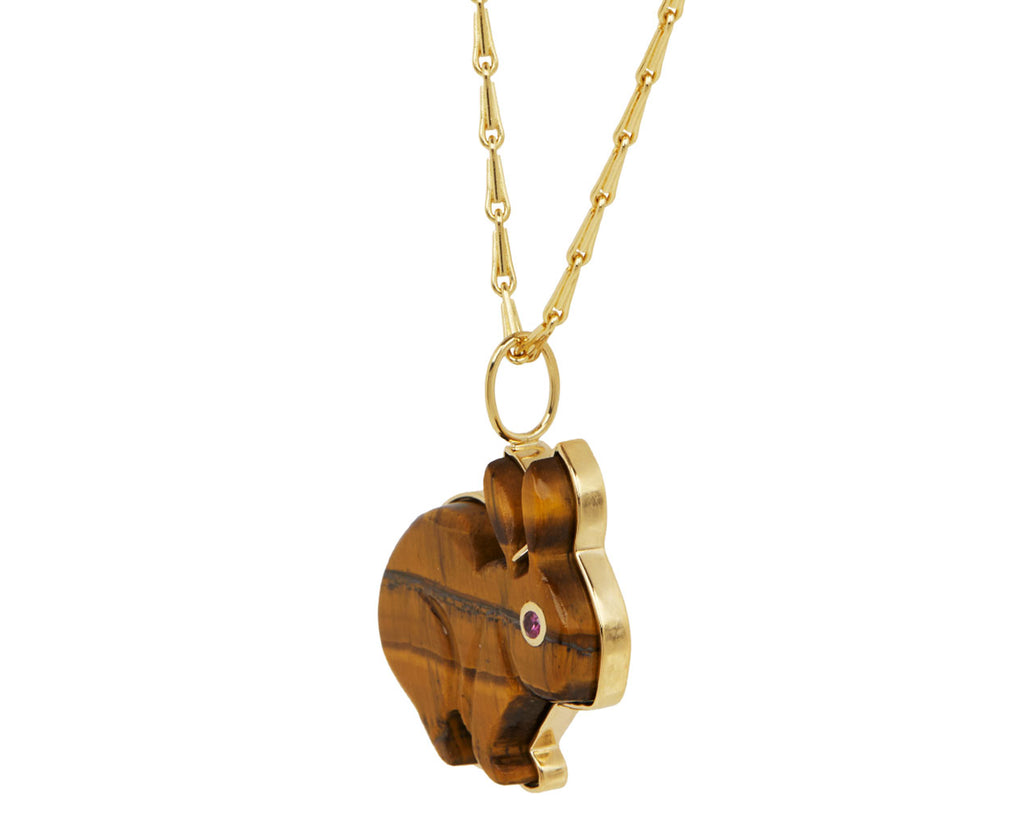 Tigers Eye Large Bunny Pendant Necklace