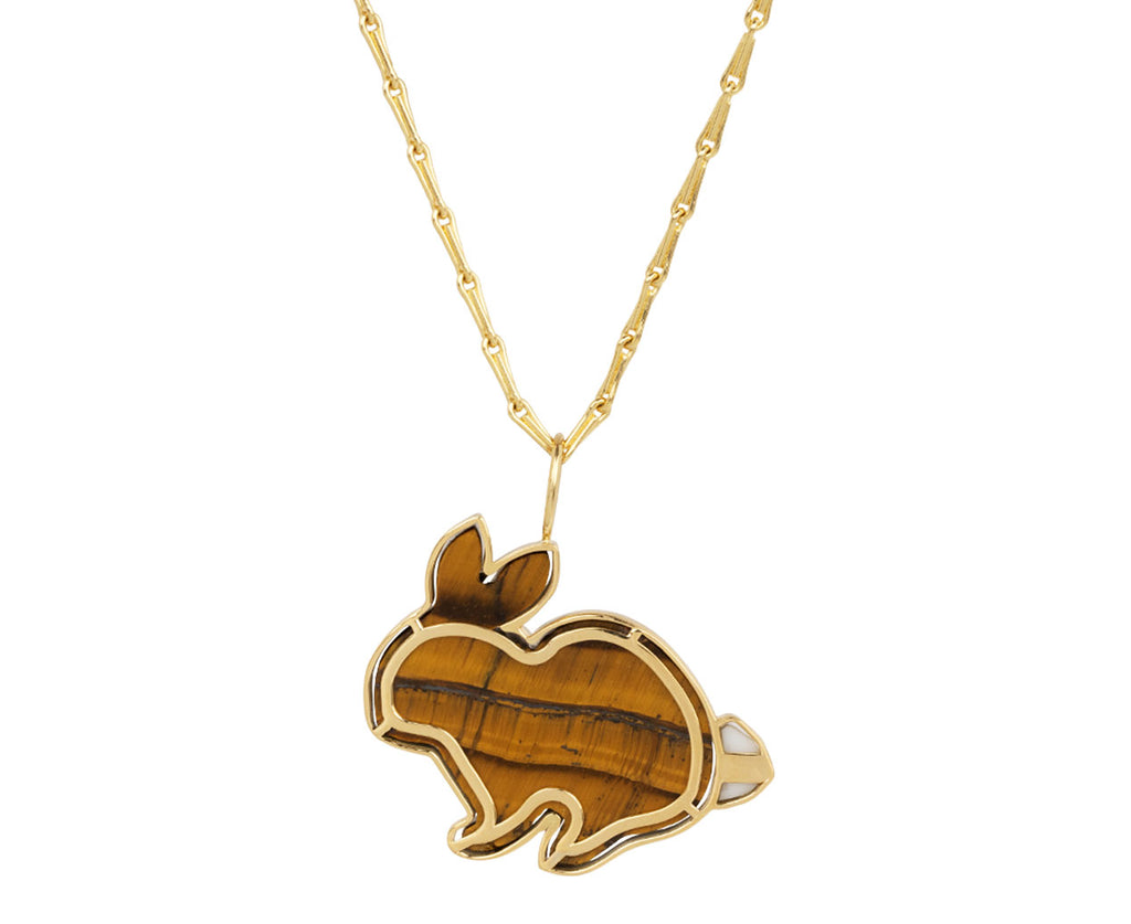 Tigers Eye Large Bunny Pendant Necklace