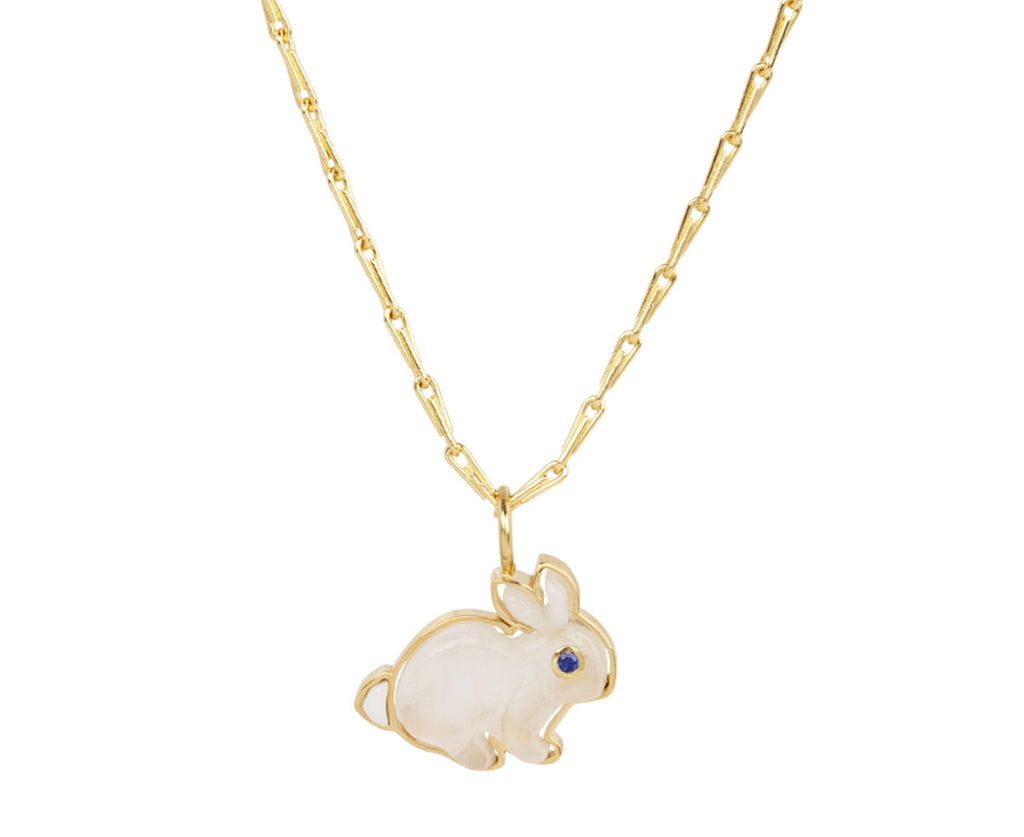 Rainbow Moonstone Small Bunny Pendant Necklace