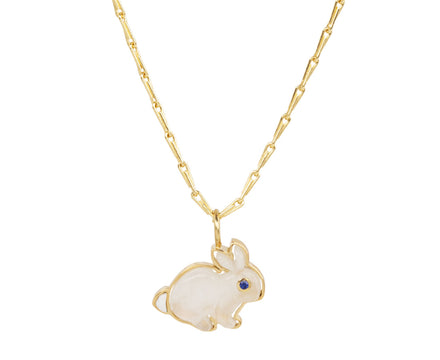 Rainbow Moonstone Small Bunny Pendant Necklace