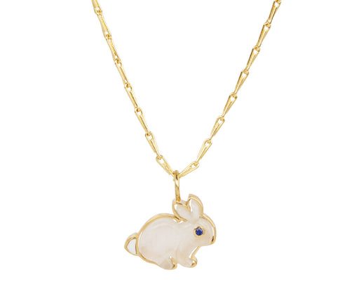 Rainbow Moonstone Small Bunny Pendant Necklace