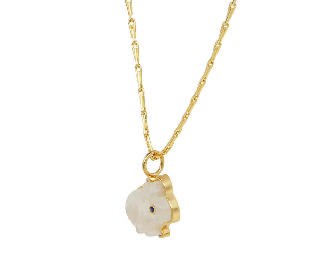 Rainbow Moonstone Small Bunny Pendant Necklace