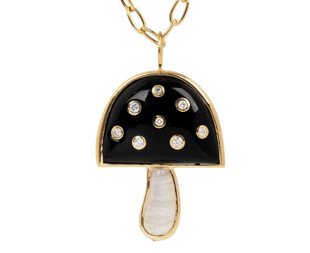 Brent Neale Onyx, Moonstone and Diamond Magic Mushroom Necklace