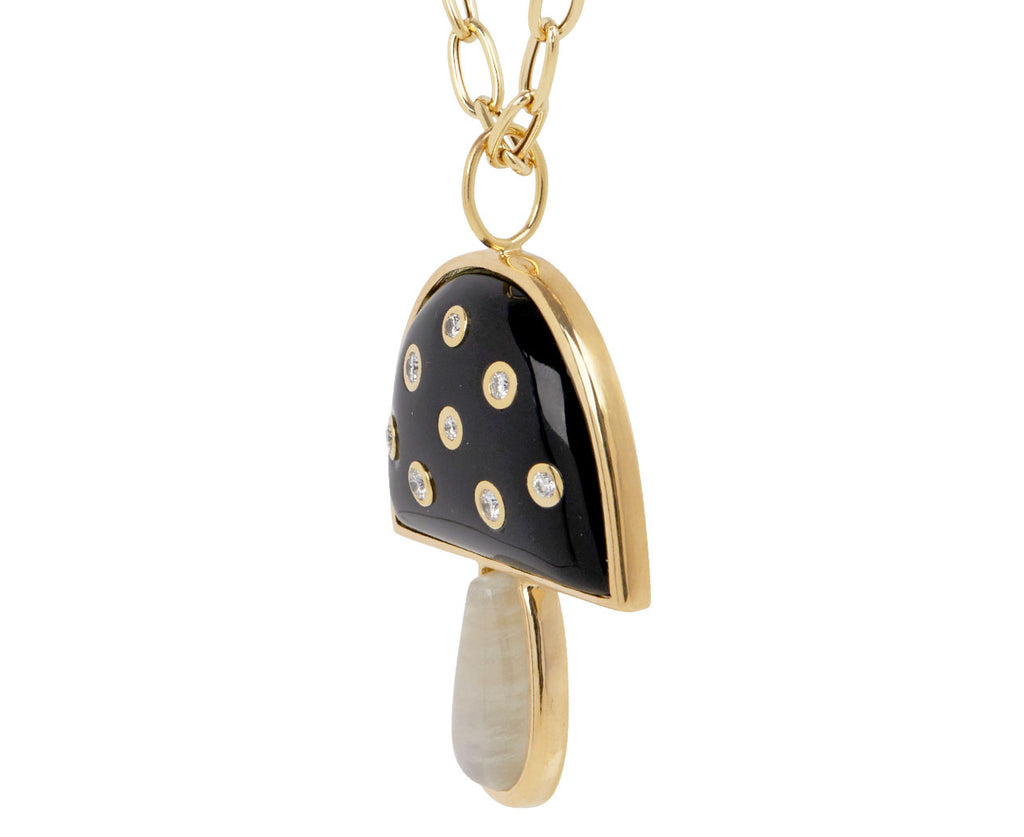 Brent Neale Onyx, Moonstone and Diamond Magic Mushroom Necklace Side View