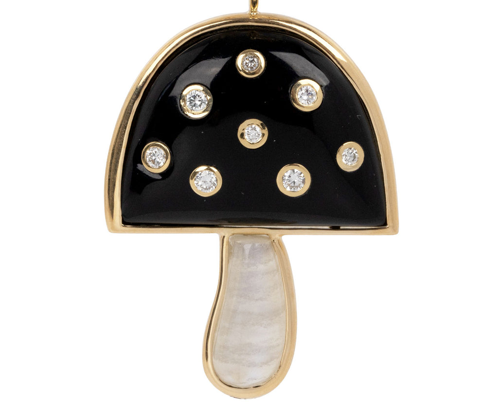 Brent Neale Onyx, Moonstone and Diamond Magic Mushroom Necklace Close Up