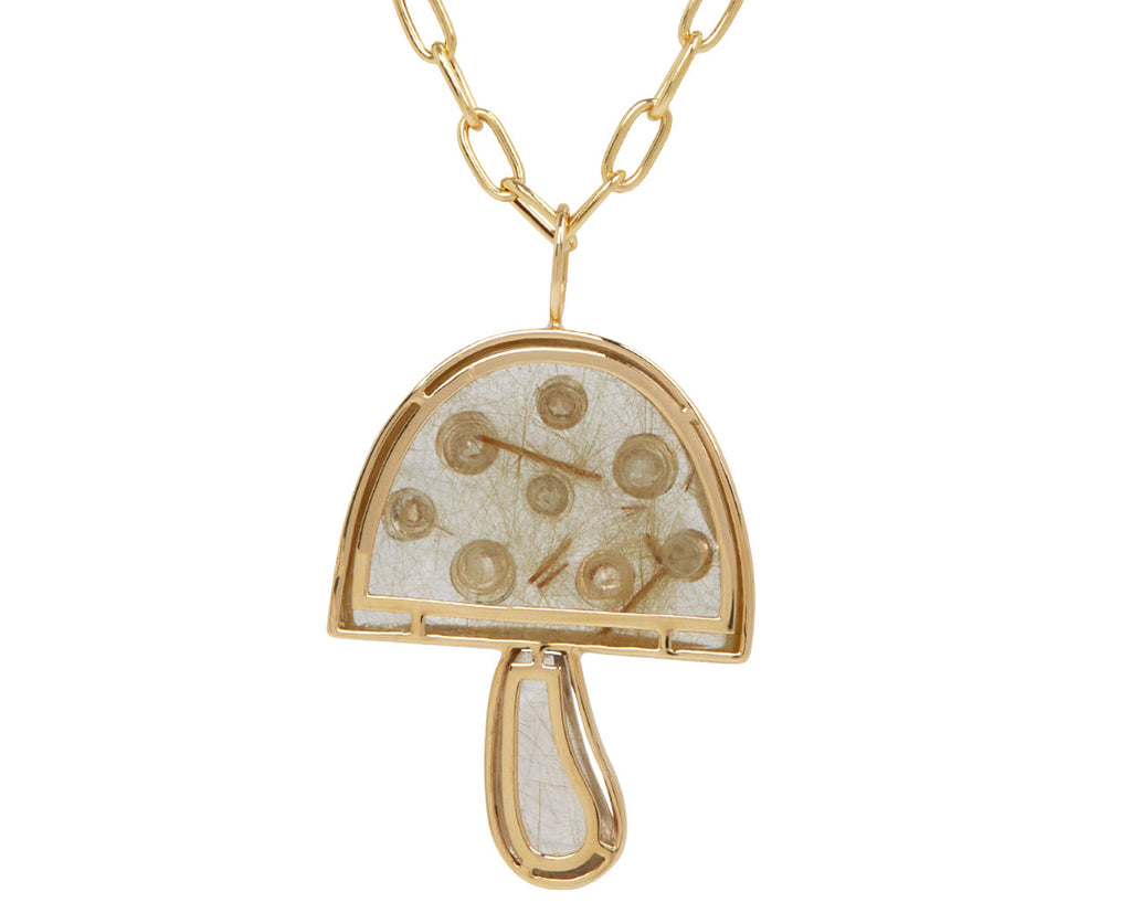 Rutilated Quartz and Diamond Magic Mushroom Necklace