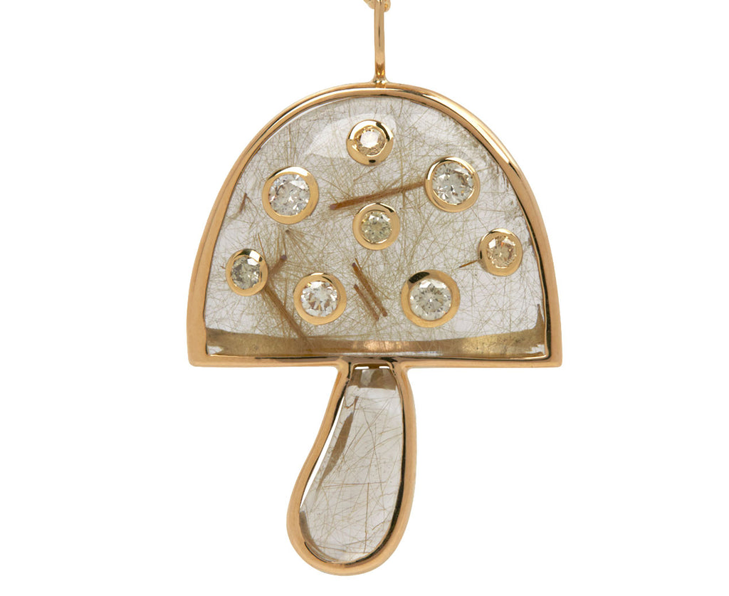 Rutilated Quartz and Diamond Magic Mushroom Necklace