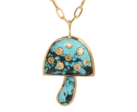 Brent Neale Royston Turquoise and Diamond Magic Mushroom Necklace