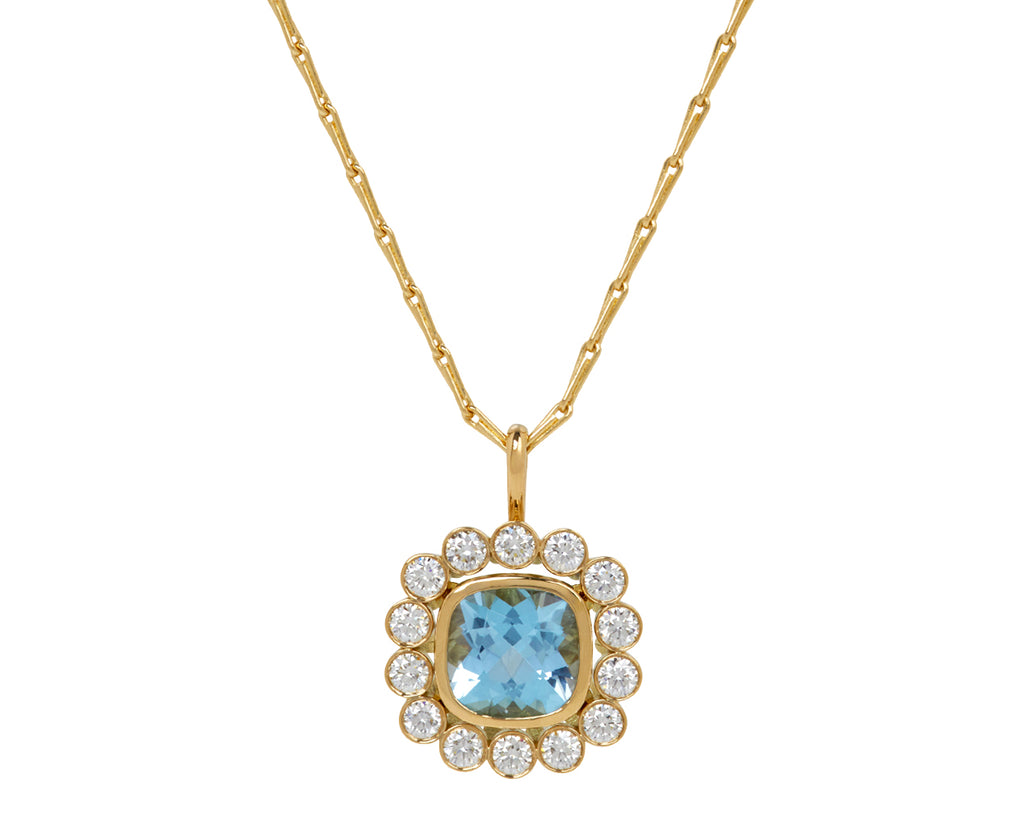 London Blue Topaz Wildflower Pendant with Diamond Petals