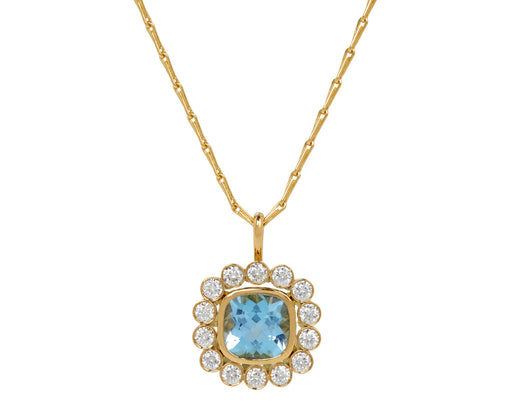 London Blue Topaz Wildflower Pendant with Diamond Petals