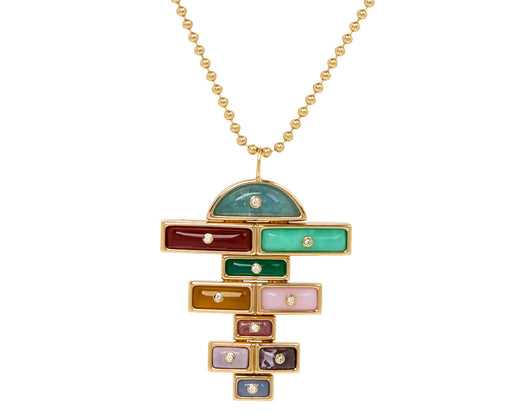 Medium Carved Stone Hopscotch Pendant Necklace