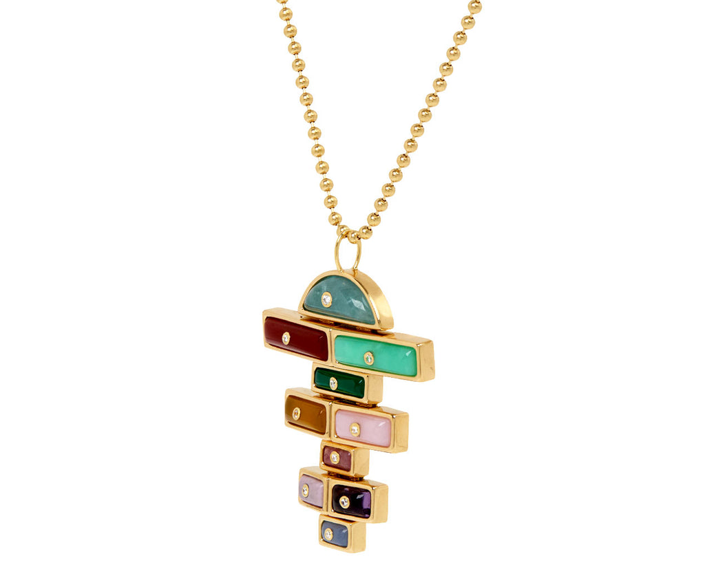 Medium Carved Stone Hopscotch Pendant Necklace