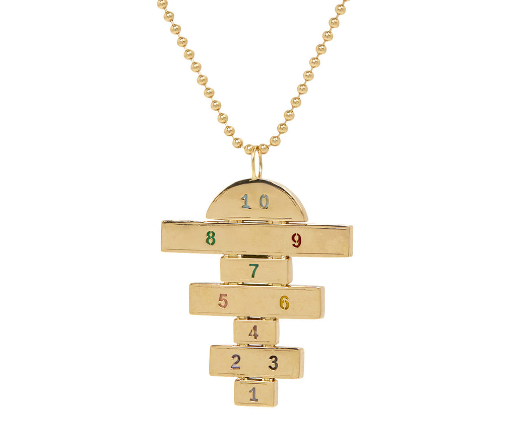 Medium Carved Stone Hopscotch Pendant Necklace