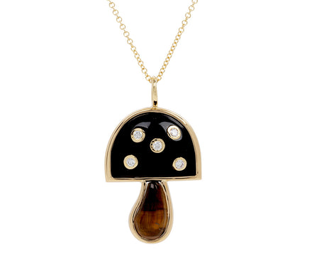 Brent Neale Black Onyx, Tiger's Eye and Diamond Mini Mushroom Necklace