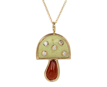 Brent Neale Peruvian Opal, Carnelian and Diamond Mini Mushroom Necklace