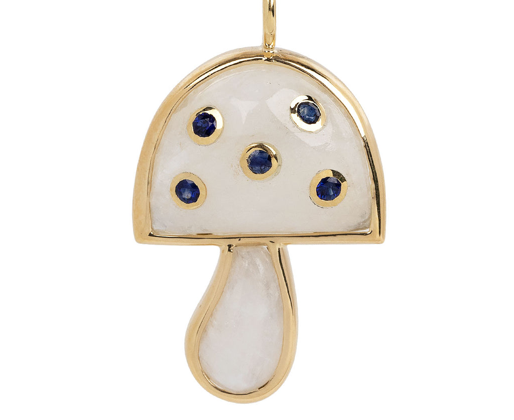 Brent Neale Rainbow Moonstone and Blue Sapphire Mini Mushroom Necklace Close Up