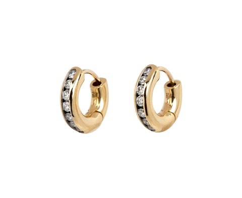Diamond Huggie Hoop Earrings