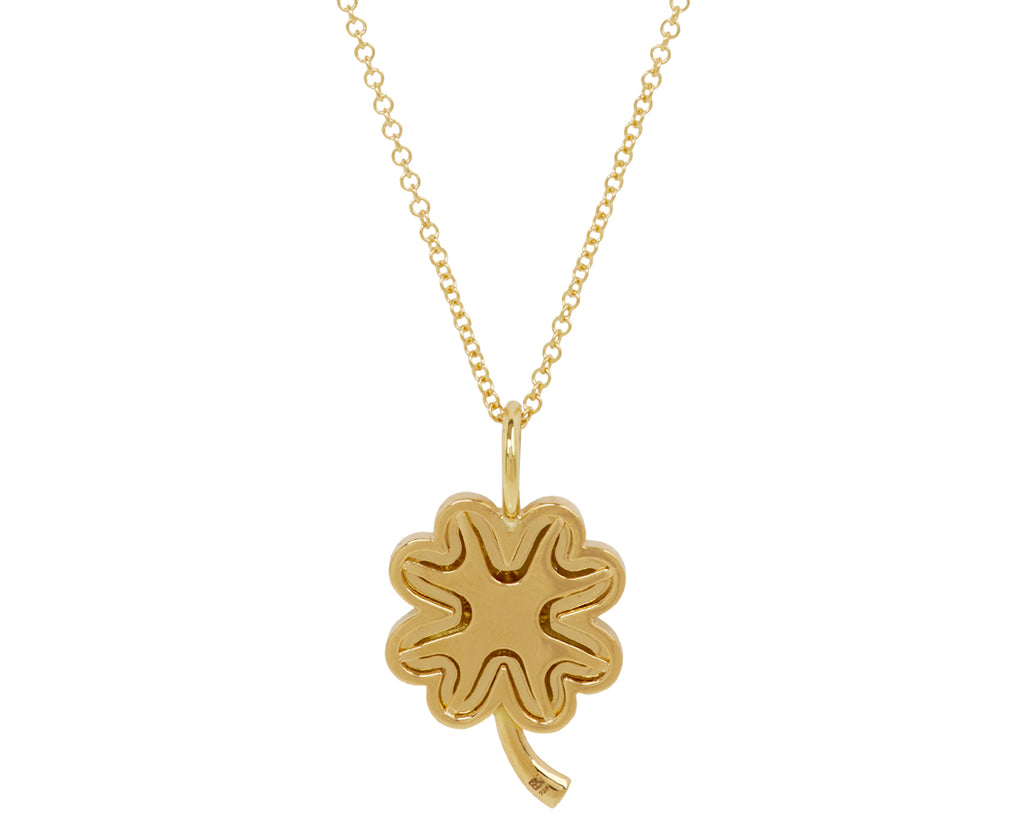 Mini Gold Four Leaf Clover Pendant with Diamonds on 16" Chain - TWISTonline 