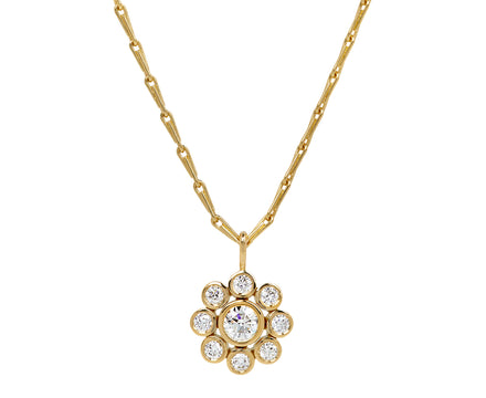 Brilliant Diamond Wildflower Pendant Necklace