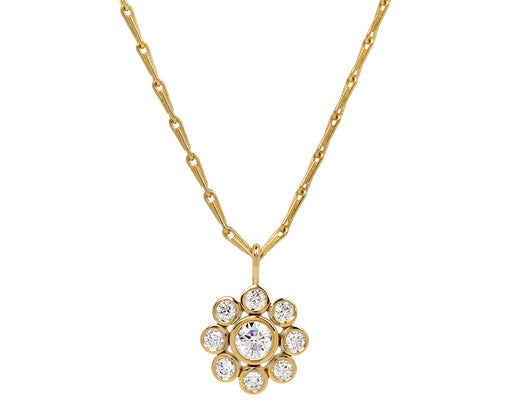Brilliant Diamond Wildflower Pendant Necklace