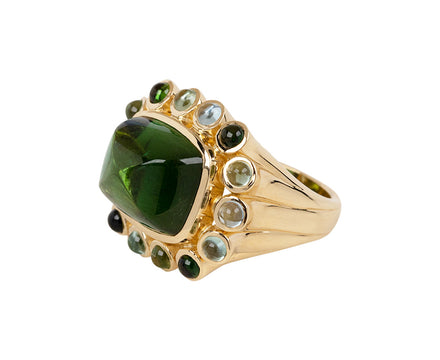 Green Tourmaline Wildflower Ring