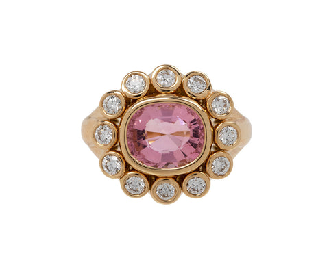 Pink Tourmaline and Diamond Wildflower Ring