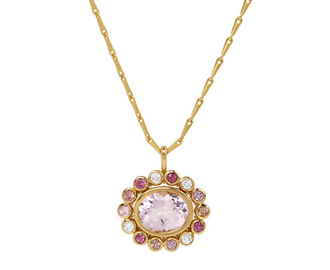 Morganite Wildflower Pendant Necklace