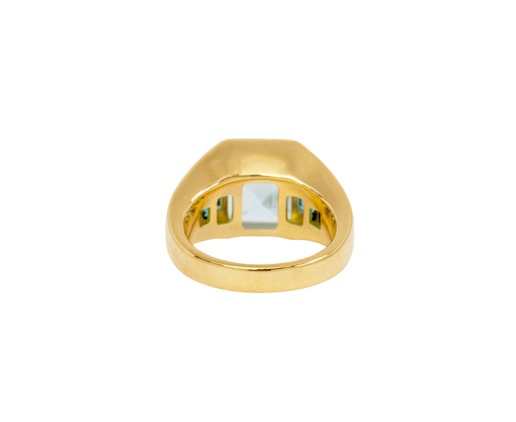 Aquamarine and Blue and Green Tourmaline Five Stone Ring