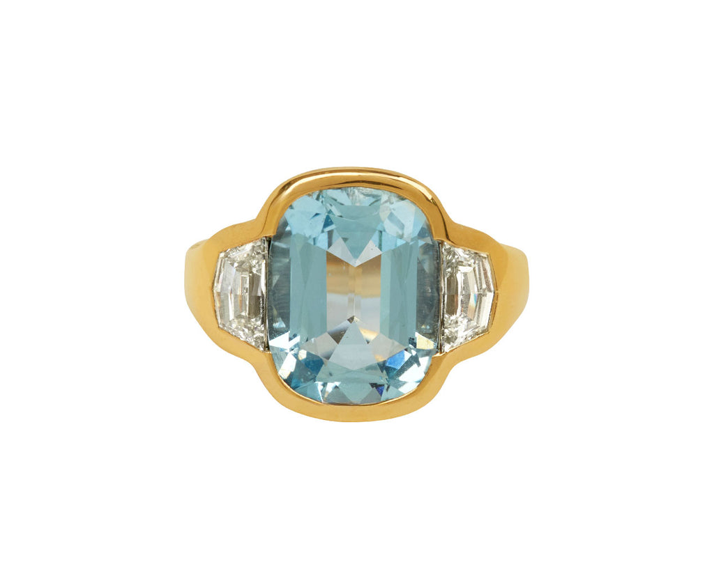 Aquamarine and Diamond BNS Ring